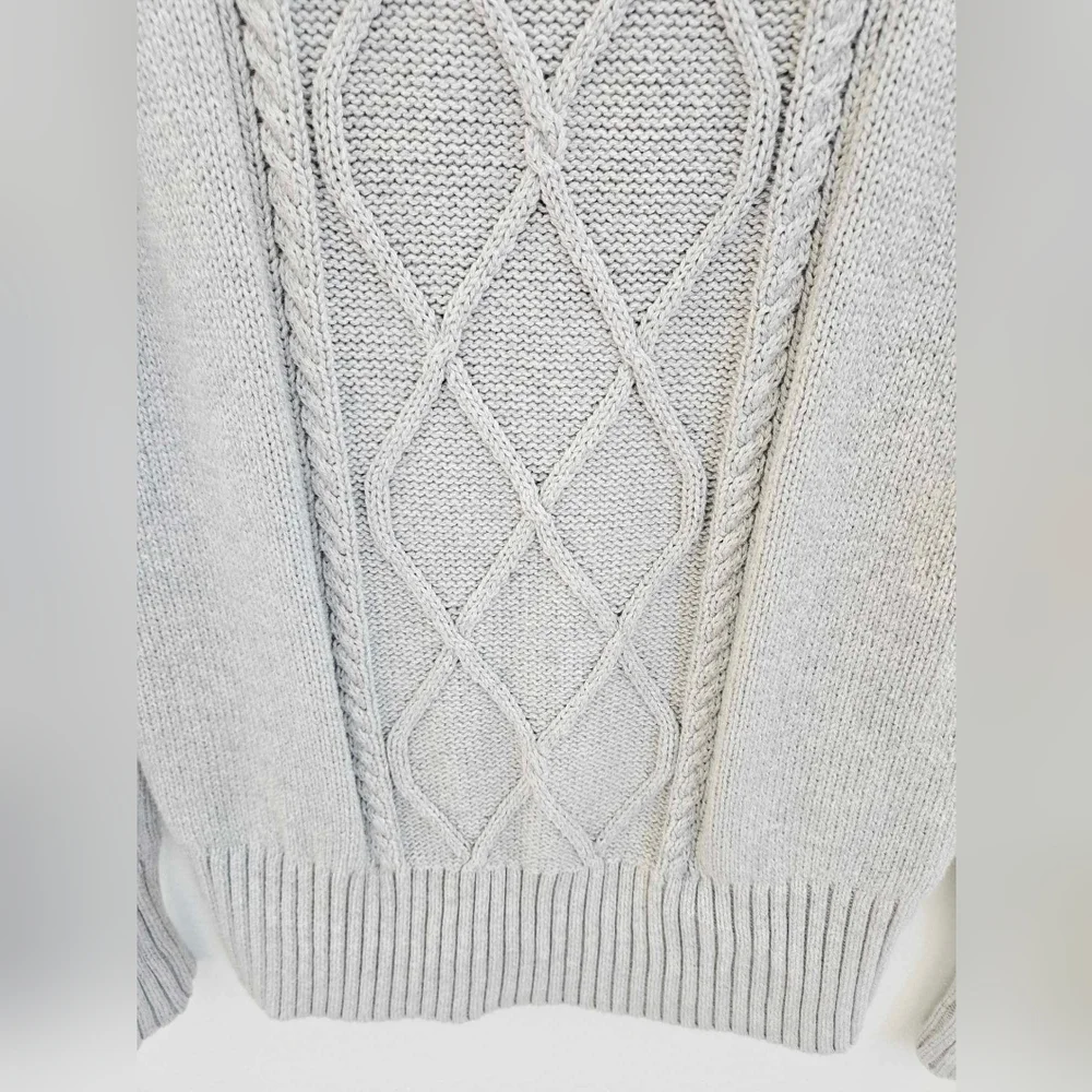 J Crew Cambridge Cable Knit Turtleneck Sweater, Heather Grey, Size Small‎